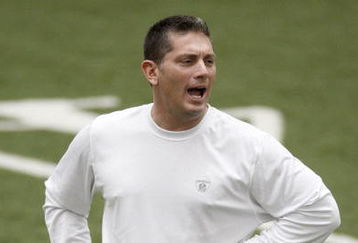 ALLEN PARK, MI - MAY 01: Head coach Jim Schwartz of the Detroit Lions looks on during rookie orientation camp at the Detroit Lions Headquarters and Training Facility on May 1, 2009 in Allen Park, Michigan.  (Photo by Gregory Shamus/Getty Images)