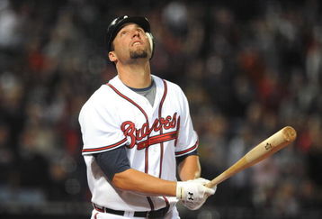 ATLANTA - APRIL 10: Outfielder Jeff Francoeur #7 of the Atlanta Braves follows a foul popup against the Washington Nationals April 10, 2009 in Atlanta, Georgia.  (Photo by Al Messerschmidt/Getty Images) 