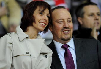 LIVERPOOL, UNITED KINGDOM - MAY 14:  Rafael Benitez the Liverpool manager with his wife Montse during the Hillsborough Memorial match between Liverpool Legends and All Stars XI at Anfield on May 14, 2009 in Liverpool, England.  (Photo by Shaun Botterill/Getty Images)