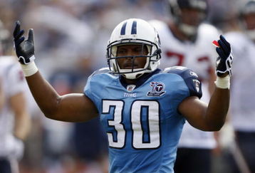 NASHVILLE, TN - SEPTEMBER 21:  Eric King #30 of the Tennessee Titans raises his arms during the game against the Houston Texans at LP Field on September 21, 2008 in Nashville, Tennessee. (Photo by Streeter Lecka/Getty Images)