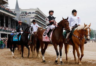 LOUISVILLE, KY - MAY 02:  Jockey Calvin Borel sits atop Mine That Bird prior to the 135th running of the Kentucky Derby on May 2, 2009 at Churchill Downs in Louisville, Kentucky.  (Photo by Jamie Squire/Getty Images)