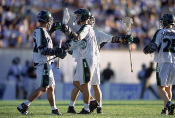 6 Jul 2001:  Gary Gait #1 and Casey Powell #22 of the Long Island Lizards are on the field during the Major League Lacrosse game against the Boston Cannons at Cawley Field in Hudson, Massachusetts.  The Lizards defeated the Cannons 11-10.Mandatory Credit: Ezra Shaw  /Allsport
