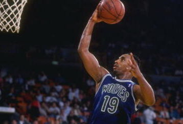 1990:  Guard Tony Campbell of the Minnesota Timberwolves goes up for two during a game against the Los Angeles Lakers at the Great Western Forum in Inglewood, California. Mandatory Credit: Ken Levine  /Allsport
