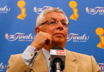 BOSTON - JUNE 08:  NBA commissioner David Stern speaks to the media before Game Two of the 2008 NBA Finals between the Los Angeles Lakers and the Boston Celtics on June 8, 2008 at TD Banknorth Garden in Boston, Massachusetts. NOTE TO USER: User expressly acknowledges and agrees that, by downloading and/or using this Photograph, user is consenting to the terms and conditions of the Getty Images License Agreement.  (Photo by Jim Rogash/Getty Images)