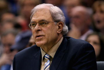 SALT LAKE CITY - APRIL 25:  Head coach Phil Jackson of the Los Angeles Lakers sits on the bench in Game Four of the Western Conference Quarterfinals against the Utah Jazz during the 2009 NBA Playoffs at Energy Solutions Arena on April 25, 2009 in Salt Lake City, Utah.  The Lakers won 108-94.  NOTE TO USER: User expressly acknowledges and agrees that, by downloading and/or using this Photograph, user is consenting to the terms and conditions of the Getty Images License Agreement.  (Photo by Otto Greule Jr/Getty Images)  