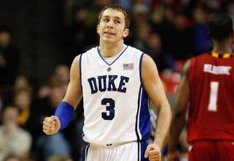 ATLANTA - MARCH 14:  Greg Paulus #3 of the Duke Blue Devils walks upcourt against the Maryland Terrapins during the semifinals of the 2009 ACC Men's Basketball Tournament on March 14, 2009 at the Georgia Dome in Atlanta, Georgia.  (Photo by Kevin C. Cox/Getty Images)