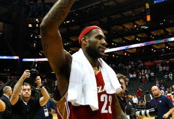 ATLANTA - MAY 11:  LeBron James #23 of the Cleveland Cavaliers walks off the court after a win over the Atlanta Hawks 84-74 in Game Four of the Eastern Conference Semifinals during the 2009 NBA Playoffs at Philips Arena on May 11, 2009 in Atlanta, Georgia.  NOTE TO USER: User expressly acknowledges and agrees that, by downloading and/or using this Photograph, user is consenting to the terms and conditions of the Getty Images License Agreement.  (Photo by Andy Lyons/Getty Images)