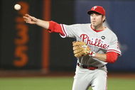 NEW YORK - MAY 06:  Chase Utley #26 of the Philadelphia Phillies in the field against the New York Mets at Citi Field on May 6, 2009 in the Flushing neighborhood of the Queens borough of New York City.  (Photo by Nick Laham/Getty Images)