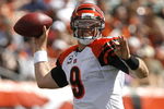 CINCINNATI - SEPTEMBER 14:  Carson Palmer #9 of the Cincinnati Bengals throws the ball against the Tennessee Titans during the first quarter of their NFL game September 14, 2008 at Paul Brown Stadium in Cincinnati, Ohio.  (Photo by Matt Sullivan/Getty Images)