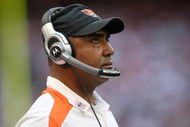 HOUSTON - OCTOBER 26:  Head coach Marvin Lewis  of the Cincinnati Bengals looks on during the game against the Houston Texans on October 26, 2008 at Reliant Stadium in Houston, Texas. The Texans won 35-6.  (Photo by Stephen Dunn/Getty Images)