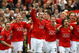MANCHESTER, ENGLAND - MAY 16:  The Manchester United players celebrate after their team clinched the Premier League title at the end of the Barclays Premier League match between Manchester United and Arsenal at Old Trafford on May 16, 2009 in Manchester, England.  (Photo by Alex Livesey/Getty Images)