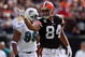 CLEVELAND - OCTOBER 14: Joe Jurevicius #84 of the Cleveland Browns signals for a first down after a reception during the NFL game against the Miami Dolphins at Cleveland Browns Stadium October 14, 2007 in Cleveland, Ohio. (Photo by Andy Lyons/Getty Images)