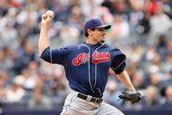 NEW YORK - APRIL 19:  Carl Pavano #44 of the Cleveland Indians pitches against the New York Yankees at Yankee Stadium on April 19, 2009 in the Bronx borough of New York City.  (Photo by Ezra Shaw/Getty Images)