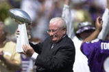 9 Sep 2001: Art Modell, owner of the Baltimore Ravens shows off the superbowl trophy during pre-game festivities at the game against the Chicago Bears at PSINet Stadium in Baltimore, Maryland.  The Ravens won 17-6. DIGITAL IMAGE. Mandatory Credit: Doug Pensinger/Allsport