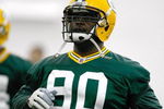 GREEN BAY, WI - MAY 1:  Defensive lineman B.J. Raji #90 runs as he participates in practice drills during Green Bay Packers Minicamp at Don Hutson Center on May 1, 2009 in Green Bay, Wisconsin. (Photo by Scott Boehm/Getty Images)