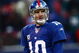 EAST RUTHERFORD, NJ -  JANUARY 11:  Eli Manning #10 of the New York Giants looks on against the Philadelphia Eagles during the NFC Divisional Playoff Game on January 11, 2009 at Giants Stadium in East Rutherford, New Jersey.  The Eagles defeated the Giants 23 -11. (Photo by Chris McGrath/Getty Images)