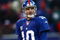 EAST RUTHERFORD, NJ -  JANUARY 11:  Eli Manning #10 of the New York Giants looks on against the Philadelphia Eagles during the NFC Divisional Playoff Game on January 11, 2009 at Giants Stadium in East Rutherford, New Jersey.  The Eagles defeated the Giants 23 -11. (Photo by Chris McGrath/Getty Images)