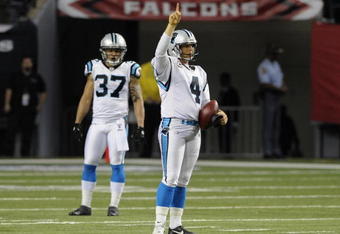 ATLANTA - NOVEMBER 23: Kicker John Kasay #4 of the  the Carolina Panthers sets tfor an on-side kick against the Atlanta Falcons at the Georgia Dome on November 23, 2008 in Atlanta, Georgia.  (Photo by Al Messerschmidt/Getty Images) 