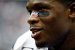 HOUSTON - SEPTEMBER 9:  Andre Johnson #80 of the Houston Texans talks to the media after playing the Kansas City Chiefs at Reliant Stadium September 9, 2007 in Houston, Texas. The Texans defeated the Chiefs 20-3.  (Photo by Chris Graythen/Getty Images)
