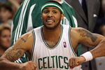 BOSTON - MAY 12:  Eddie House #50 of the Boston Celtics encourages his teamamtes from the bench in the fourth quarter against the Orlando Magic in Game Five of the Eastern Conference Semifinals during the 2009 NBA Playoffs at TD Banknorth Garden on May 12, 2009 in Boston, Massachusetts. The Celtics defeated the Magic 92-88.  NOTE TO USER: User expressly acknowledges and agrees that, by downloading and or using this photograph, User is consenting to the terms and conditions of the Getty Images License Agreement.  (Photo by Elsa/Getty Images)
