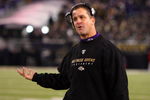 BALTIMORE - DECEMBER 14:  Head coach John Harbaugh of the Baltimore Ravens looks on late in the game against the Pittsburgh Steelers on December 14, 2008 at M&T Bank Stadium in Baltimore, Maryland. The Steelers defeated the Ravens 13-9.  (Photo by Jim McIsaac/Getty Images)