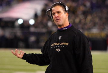 BALTIMORE - DECEMBER 14:  Head coach John Harbaugh of the Baltimore Ravens looks on late in the game against the Pittsburgh Steelers on December 14, 2008 at M&T Bank Stadium in Baltimore, Maryland. The Steelers defeated the Ravens 13-9.  (Photo by Jim McIsaac/Getty Images)
