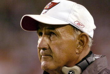 Tampa Bay Buccaneers defensive coordinator Monte Kiffin, a candidate for the University of Nebraska head coaching job, watches play November 24, 2003 against the New York Giants  at Raymond James Stadium, Tampa.  (Photo by Al Messerschmidt/Getty Images)