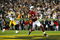 TAMPA, FL - FEBRUARY 01:  Larry Fitzgerald #11 of the Arizona Cardinals celebrates after scoring on a 64-yard touchdown reception in the fourth quarter against the Pittsburgh Steelers during Super Bowl XLIII on February 1, 2009 at Raymond James Stadium in Tampa, Florida. Steelers won 27-23. (Photo by Al Bello/Getty Images)