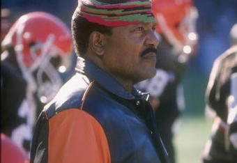 23 Oct 1994:  Jim Brown looks on during a game between the Cleveland Browns and the Cincinnati Bengals at Cleveland Stadium in Cleveland, Ohio. Mandatory Credit: Rick Stewart  /Allsport