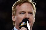TAMPA, FL - FEBRUARY 01:  NFL commissioner Roger Goodell speaks from the podium after the Pittsburgh Steelers won 27-23 against the Arizona Cardinals during Super Bowl XLIII on February 1, 2009 at Raymond James Stadium in Tampa, Florida.  (Photo by Jamie Squire/Getty Images)