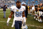 CHARLOTTE, NC - DECEMBER 27:  Hakeem Nicks #88 of the North Carolina Tar Heels walks off the field after a 31-30 defeat to the West Virginia Mountaineers during the Meineke Car Care Bowl on December 27, 2008 at Bank of America Stadium in Charlotte, North Carolina.  (Photo by Streeter Lecka/Getty Images)