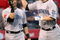 ANAHEIM, CA - MAY 6:  Aaron Hill #2 of the Toronto Blue Jays is greeted at home plate by Marco Scutaro #19 after both scored on Hill's first inning home run against the Los Angeles Angels of Anaheim at Angel Stadium May 6, 2009 in Anaheim, California.  (Photo by Stephen Dunn/Getty Images)