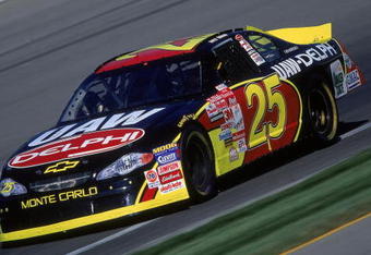 5 Aug 2001:  Jerry Nadeau #25 who drives the Chevy Monte Carlo for Hendricks Motorsports in action during the Brickyard 400, part of the NASCAR Winston Cup Series at the Indianapolis Motor Speedway in Indianapolis, Indiana.Mandatory Credit: Robert Leberge  /Allsport