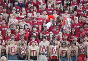 STANFORD, CA - SEPTEMBER 20:  Fans of the Stanford Cardinal look on against the San Jose State Spartans at Stanford Stadium on September 20, 2008 in Stanford, California.  (Photo by Jed Jacobsohn/Getty Images)