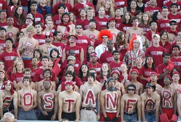 STANFORD, CA - SEPTEMBER 20:  Fans of the Stanford Cardinal look on against the San Jose State Spartans at Stanford Stadium on September 20, 2008 in Stanford, California.  (Photo by Jed Jacobsohn/Getty Images)