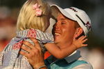 PONTE VEDRA BEACH, FL - MAY 10:  Henrik Stenson of Sweden celebrates on the 18th hole with his daughter Lisa after finishing the final round of THE PLAYERS Championship on THE PLAYERS Stadium Course at TPC Sawgrass on May 10, 2009 in Ponte Vedra Beach, Florida.  (Photo by Scott Halleran/Getty Images)