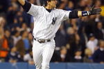 BRONX, NY - OCTOBER 16:  Aaron Boone #19 of the New York Yankees celebrates after hitting the game-winning home run in the bottom of the eleventh inning against the Boston Red Sox during game 7 of the American League Championship Series on October 16, 2003 at Yankee Stadium in the Bronx, New York. The Yankees won 6-5, advancing them to the World Series.  (Photo by Ezra Shaw/Getty Images)