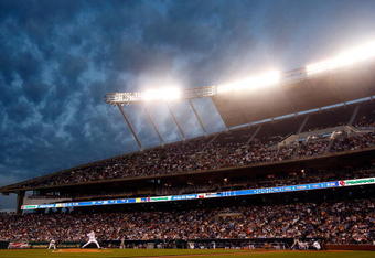 KANSAS CITY, MO - MAY 14:  A general view during the game between the Baltimore Orioles and the Kansas City Royals on May 14, 2009 at Kauffman Stadium in Kansas City, Missouri.  (Photo by Jamie Squire/Getty Images)