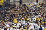 PITTSBURGH - FEBRUARY 7:  An estimated 250,000 Pittsburgh Steelers fans line the streets during the victory parade celebrating the win at Super Bowl XL on February 7, 2006 in downtown Pittsburgh, Pennsylvania.  (Photo by Archie Carpenter/Getty Images)