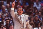 1993:  LARRY FINCH, HEAD BASKETBALL COACH AT MEMPHIS STATE UNIVERSITY, CALLS A PLAY DURING HIS TEAM''S GAME AGAINST DEPAUL IN MEMPHIS, TENNESSEE.   Mandatory Credit: ALLSPORT/ALLSPORT