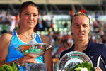 ROME - MAY 09:  Dinara Safina of Russia and Svetlana Kuznetsova of Russia pose with their trophies after Safina won their Singles Final match during day six of the Sony Ericsson WTA Tour Internazionli BNL D'Italia event at Foro Italico on May 9, 2009 in Rome, Italy.  (Photo by Ryan Pierse/Getty Images)