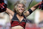 TAMPA, FL - DECEMBER 28: A cheerleader entertains as the Tampa Bay Buccaneers host the Oakland Raiders at Raymond James Stadium on December 28, 2008 in Tampa, Florida.  (Photo by Al Messerschmidt/Getty Images)