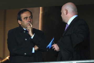 TURIN, ITALY - OCTOBER 21:  UEFA president Michel Platini (L) prior to the UEFA Champions League Group H match between Juventus and Real Madrid at the Stadio Olimpico on October 21, 2008 in Turin, Italy.  (Photo by Hamish Blair/Getty Images)