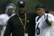LATROBE, PA - AUGUST 08:  Mike Tomlin, head coach of the Pittsburgh Steelers, talks with Hines Ward #86 during training camp at St. Vincent College on August 8, 2007 in Latrobe, Pennsylvania.  (Photo by Gregory Shamus/Getty Images)