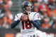 CLEVELAND - NOVEMBER 23:  Quarterback Sage Rosenfels #18 of the Houston Texans looks to pass the ball downfield during the NFL game against the Cleveland Browns at Cleveland Browns Stadium on November 23, 2008 in Cleveland, Ohio.  (Photo by Andy Lyons/Getty Images)