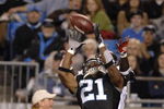 Carolina Panthers cornerback Ken Lucas intercepts an end zone pass against  the Tampa Bay Buccaneers on ESPN Monday Night Football Nov. 13, 2006 in Charlotte.  The Panthers won 24 - 10.  (Photo by Al Messerschmidt/Getty Images)