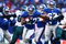 EAST RUTHERFORD, NJ -  JANUARY 11:  Brandon Jacobs #27 of the New York Giants runs the ball against the Philadelphia Eagles during the NFC Divisional Playoff Game on January 11, 2009 at Giants Stadium in East Rutherford, New Jersey.  The Eagles defeated the Giants 23 -11. (Photo by Chris McGrath/Getty Images)