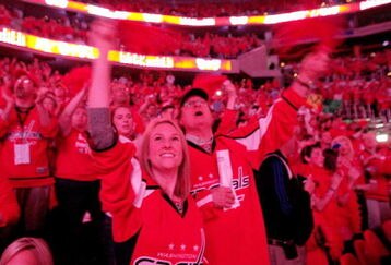 WASHINGTON - MAY 09:  Fans of the Washington Capitals cheer their team on prior to the start of a NHL game agaisnt the Pittsburgh Penguins during Game Five of the Eastern Conference Semifinal Round of the 2009 Stanley Cup Playoffs on May 9, 2009 at the Verizon Center in Washington,  DC.  (Photo by Len Redkoles/Getty Images)