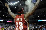 AUBURN HILLS, MI - APRIL 26:  LeBron James #23 of the Cleveland Cavaliers does his pre game ritual prior to playing the Detroit Pistons in Game Four of the Eastern Conference Quarterfinals during the 2009 NBA Playoffs at the Palace of Auburn Hills on April 26, 2009 in Auburn Hills, Michigan. NOTE TO USER: User expressly acknowledges and agrees that, by downloading and or using this photograph, User is consenting to the terms and conditions of the Getty Images License Agreement.  (Photo by Gregory Shamus/Getty Images)