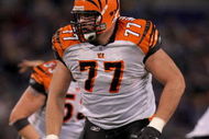 BALTIMORE - NOVEMBER 11:  Offensive lineman Andrew Whitworth #77 of the Cincinnati Bengals plays against the Baltimore Ravens at M&T Bank Staduim on November 11, 2007 in Baltimore, Maryland. Cincinnati defeated Baltimore 21-7.  (Photo by Doug Pensinger/Getty Images)